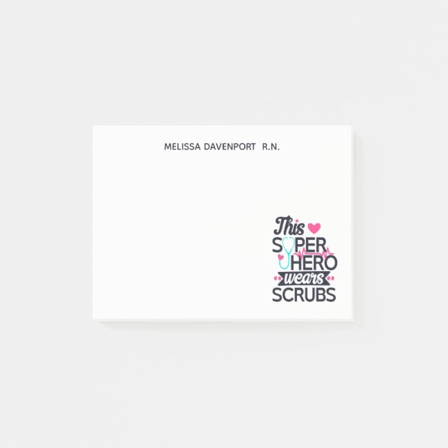Funny Nursing Superhero Saying Typography Post-it Notes (Front)
