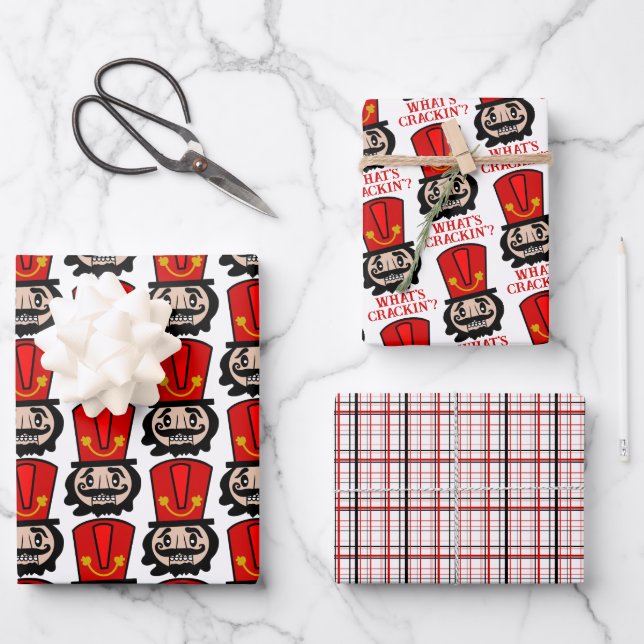 Funny Nutcracker Christmas Wrapping Paper Sheet (Front)