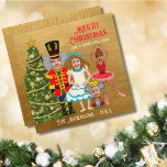 Funny Nutcracker Clara Ballerina Mouse King Holiday Card<br><div class="desc">Created for a family of four, this funny Nutcracker, Clara, ballerina and Mouse King holiday card will bring joy to all those who receive it. An elegant green and gold sugar plum Christmas Tree decorates the scene. A textured gold background and vintage font for all the customizable text complete the...</div>