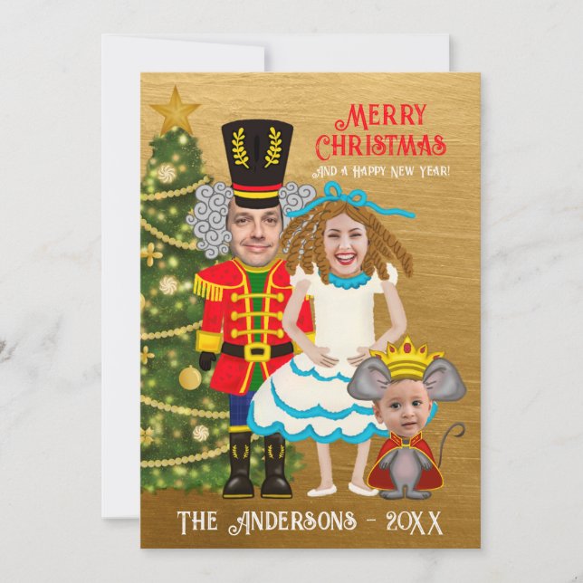 Funny Nutcracker Clara Mouse King Christmas Holiday Card (Front)