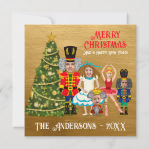 Funny Nutcracker Family of Five Holiday Card