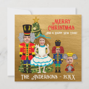 Funny Nutcracker Family of Four Mom Dad Two Boys  Holiday Card