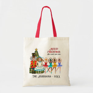Funny Nutcracker Family of Six   Four Ballerinas Tote Bag