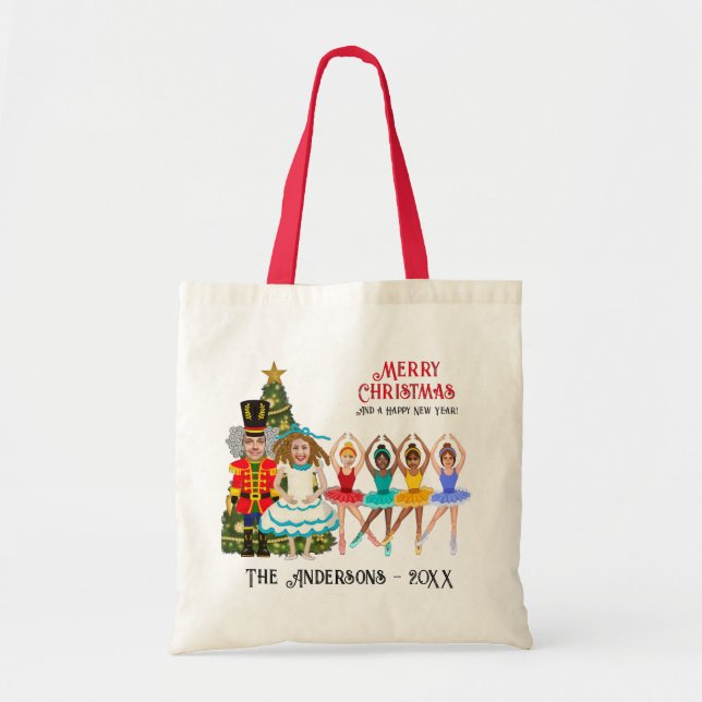 Funny Nutcracker Family of Six | Four Ballerinas Tote Bag (Front)