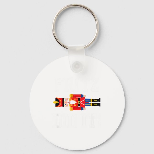 Funny Nutcracker Fritz Did It Clara Christmas Ball Keychain (Front)