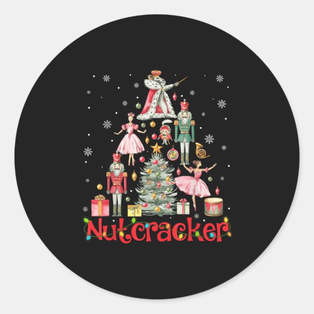 Funny Nutcracker Squad Christmas Tree 2024 Men Wom Classic Round Sticker (Front)