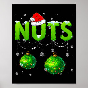 Funny Nuts Santa Hat Christmas Xmas Men Women  Poster