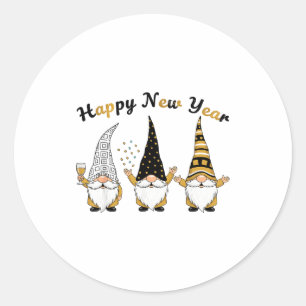 Funny Nye Gnome Shirts For Women, Happy New Year 2 Classic Round Sticker