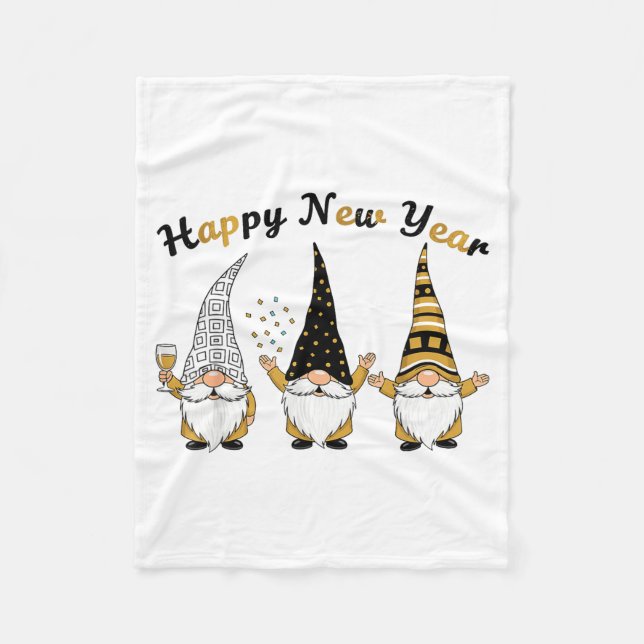 Funny Nye Gnome Shirts For Women, Happy New Year 2 Fleece Blanket (Front)