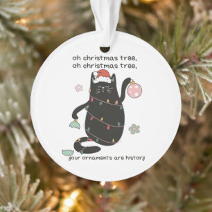 Funny O Christmas Tree Cat Humour Ornament