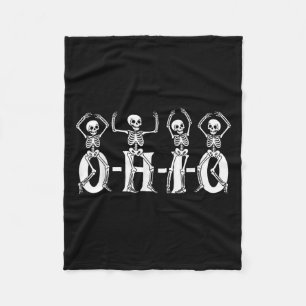 Funny O-h-i-o State Skeleton Ohio Halloween Vintag Fleece Blanket