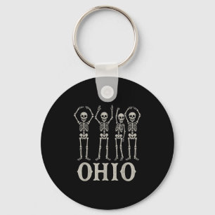 Funny O-h-i-o State Skeleton Ohio Halloween Vintag Keychain