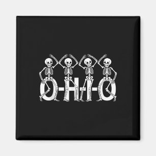 Funny O-h-i-o State Skeleton Ohio Halloween Vintag Magnet
