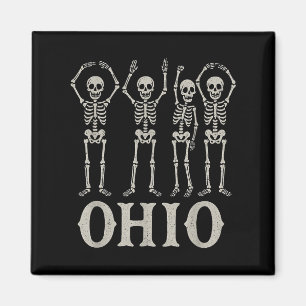 Funny O-h-i-o State Skeleton Ohio Halloween Vintag Magnet