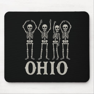 Funny O-h-i-o State Skeleton Ohio Halloween Vintag Mouse Pad