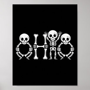Funny O-h-i-o State Skeleton Ohio Vintage Hallowee Poster