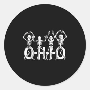 Funny O-h-i-o State Skeleton Vintage Halloween Wom Classic Round Sticker