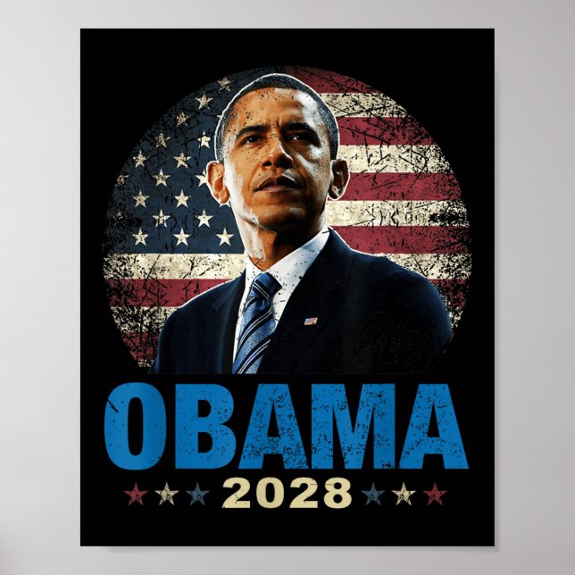 Funny Obama 2028 Us Flag  Poster (Front)