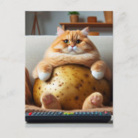 Funny Obese Ginger Couch Potato Cat