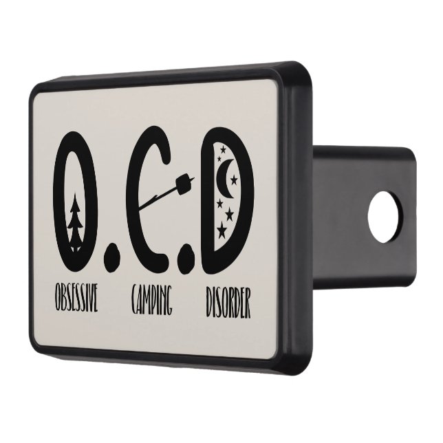 Funny obsessive camping disorder  trailer hitch cover (Left)