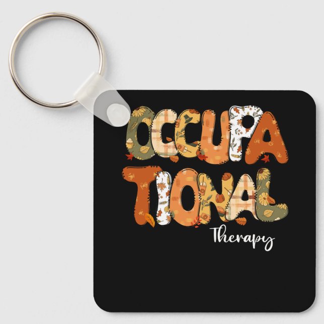 Funny Occupational Therapy Pumpkin Autumn Tree Fal Keychain (Front)
