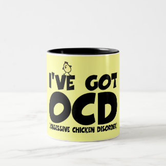 Funny OCD chicken Two-Tone Coffee Mug