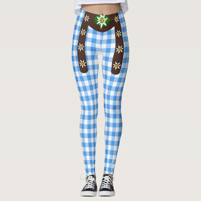 Funny Octoberfest Lederhosen Suspenders Leggings (Devant)
