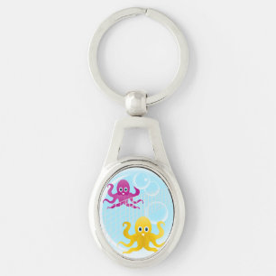 Funny octopies playing volleyball keychain