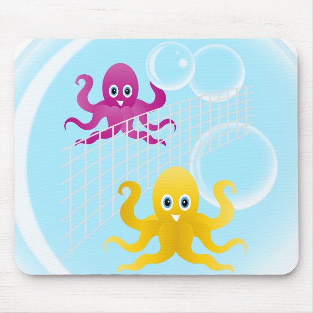Funny octopies playing volleyball mouse pad (Front)