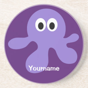 Funny Octopus custom monogram coaster
