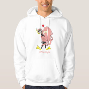 Funny octopus hugs diver cartoon humour hoodie