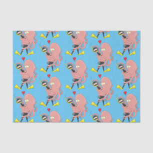 Funny octopus hugs diver cartoon humour tissue paper
