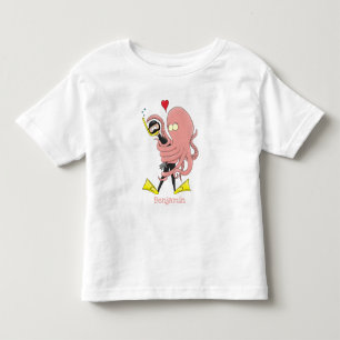Funny octopus hugs diver cartoon humour toddler t-shirt