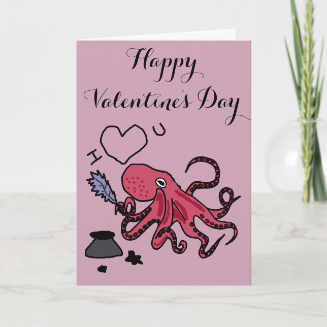Funny Octopus Love Design Holiday Card (Front)