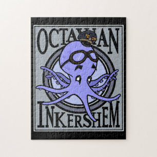 FUNNY OCTOPUS PILOT ILLUSTRATION VERTICAL PUZZLE