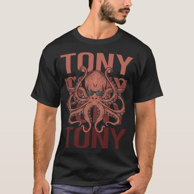 Funny Octopus - Tony Name T-Shirt (Front)