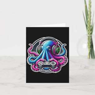 Funny Octopus Video Games Lover Gamer Octopus Gami Card