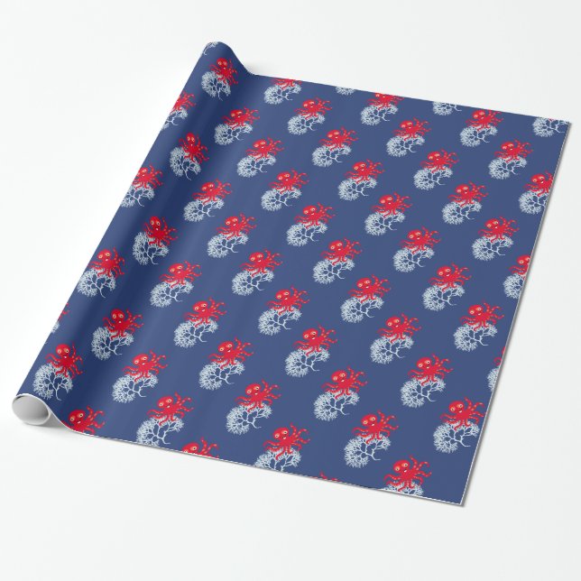 Funny octopus wrapping paper (Unrolled)