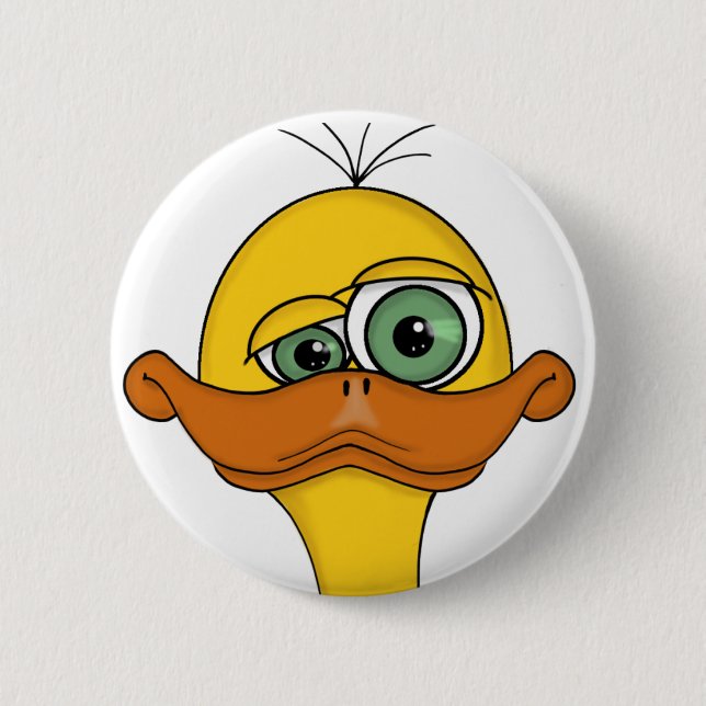 Funny Odd Duck Cartoon 2 Inch Round Button (Front)