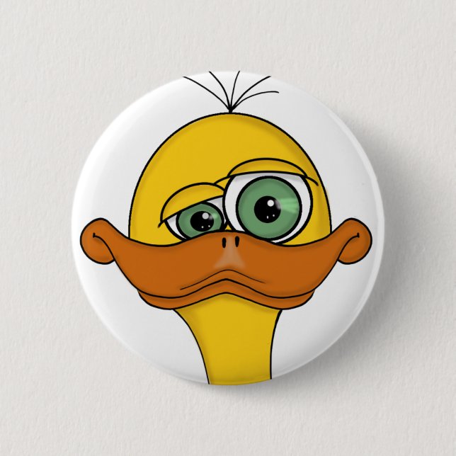 Funny Odd Duck Cartoon 2 Inch Round Button (Front)
