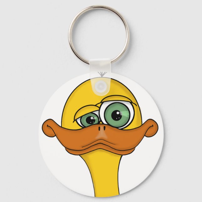Funny Odd Duck Cartoon Keychain (Front)