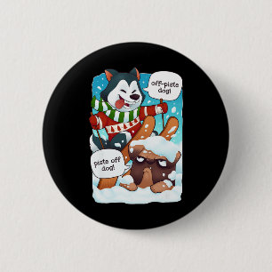 Funny Off Piste Dog Piste Off Funny Skiing Shirt H 2 Inch Round Button