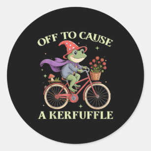Funny Off To Cause A Kerfuffle Whimsical Wizard Fr Classic Round Sticker
