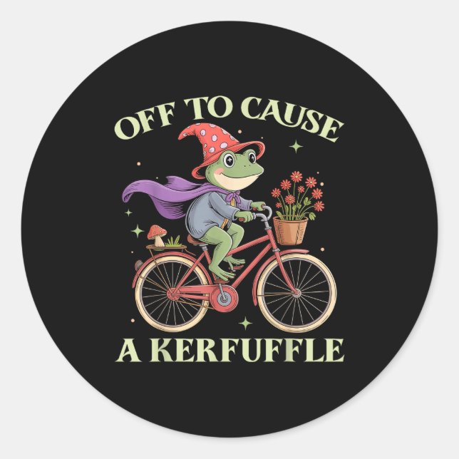 Funny Off To Cause A Kerfuffle Whimsical Wizard Fr Classic Round Sticker (Front)