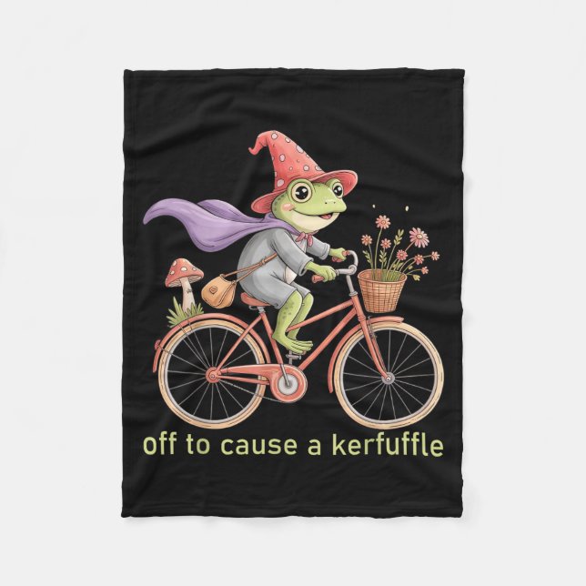 Funny Off To Cause A Kerfuffle Whimsical Wizard Fr Fleece Blanket (Front)