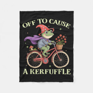 Funny Off To Cause A Kerfuffle Whimsical Wizard Fr Fleece Blanket