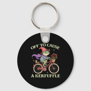 Funny Off To Cause A Kerfuffle Whimsical Wizard Fr Keychain