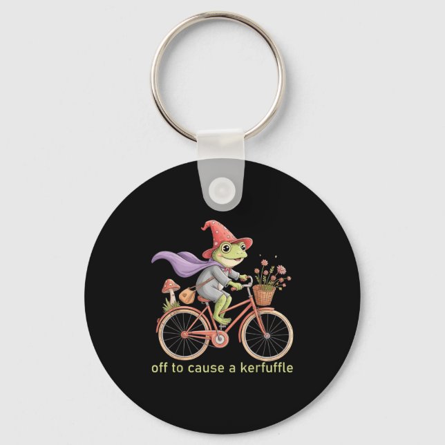 Funny Off To Cause A Kerfuffle Whimsical Wizard Fr Keychain (Front)