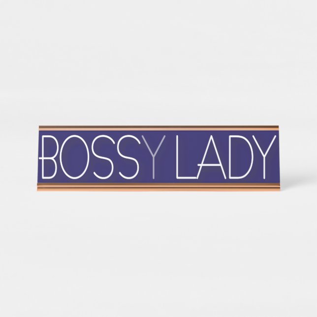 Funny Office Humour Boss(y) Lady Desk Name Plate (Front)