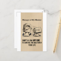 Funny Office Humour: Manager of My Mindset Postcar